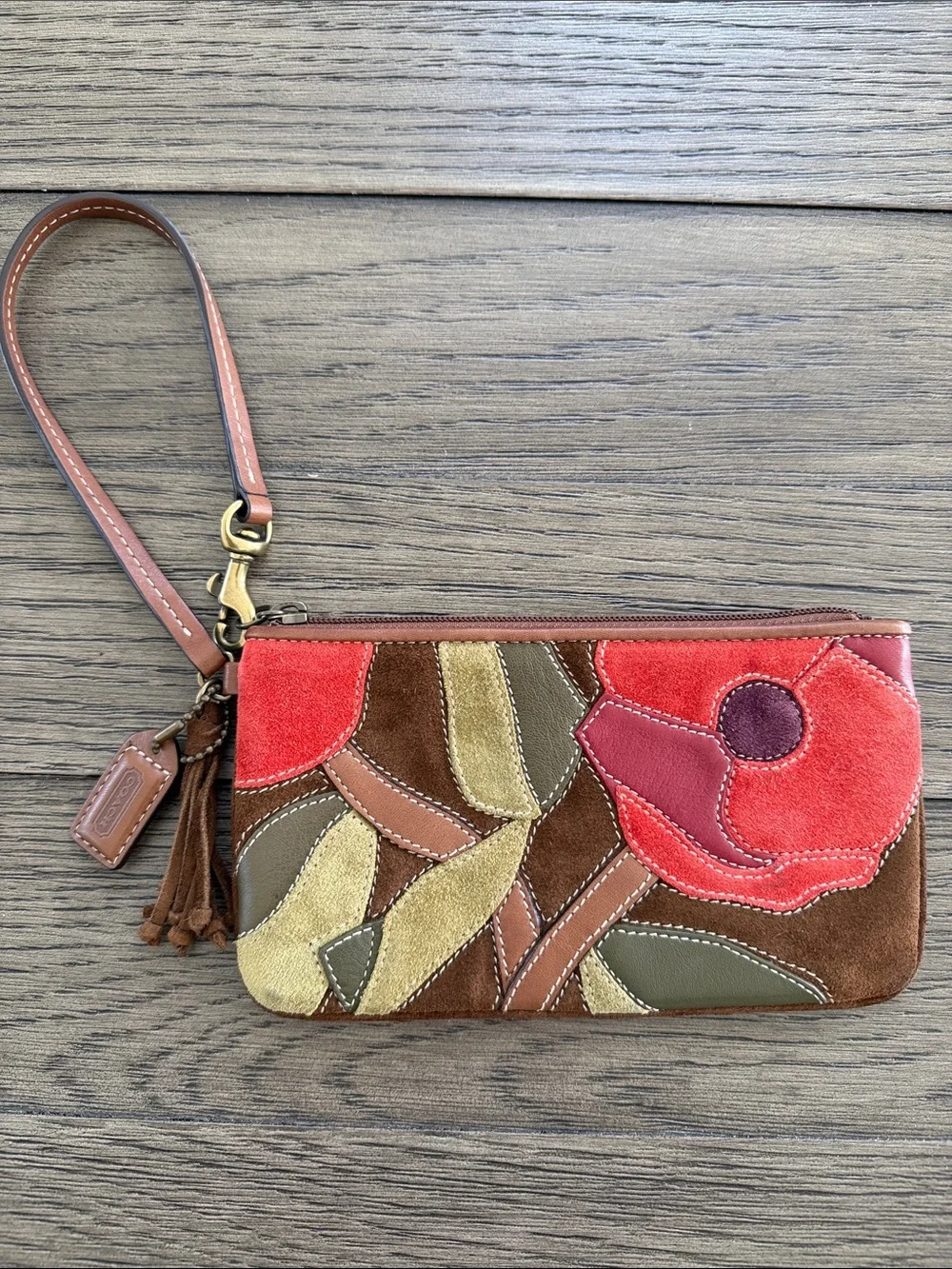 Coach Poppies for Peace 2004 ltd edition suede/leather patchwork wristlet - RARE - Picture 1 of 5